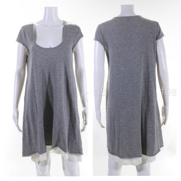 Theory Women's Cap Sleeve Scoop Neck Maydie Shirt Dress Grey Gray Size Large - Picture 3 of 5